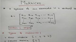 Basics of Matrices  Types of Matrix  Bsc mathematics  Engineering Mathematics [upl. by Hafeetal]