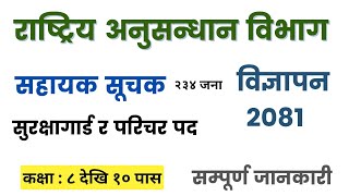 Raastriya Anusandhan Bhibhag Vacancy  Sahaayak Suchan Vacancy 2081  Loksewa Tayari in Nepal [upl. by Anined]