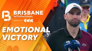 Dimitrov holds back tears after droughtbreaking title win  Brisbane International  WWOS [upl. by Nosyrb14]