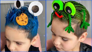 2 ideas de peinados locos para niños 🍪🐸 [upl. by Ecydnarb]