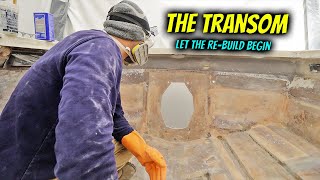 Beginning Transom ReBuild With Total Boat Structural Repair Putty  Boat Restoration Part 27 [upl. by Andel]