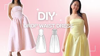 making a drop waist corset style dress SEWING TUTORIAL [upl. by Ymled]