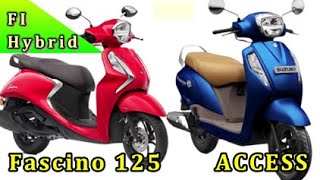 Yamaha Fascino 125 Fi Hybrid vs Suzuki Access 125  Compare Access 125 amp Fascino 125 Fi Hybrid [upl. by Layman]