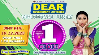 DEAR 1 PM GODAVARI TUESDAY WEEKLY DRAW DATE 19122023 NAGALAND STATE LOTTERIES [upl. by Nerraw464]