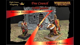 Warhammer The Old World  The Free Council  Beastmen Brayherds vs Kingdom of Bretonnia [upl. by Isis]