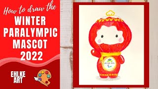 Draw the WINTER PARALYMPIC MASCOT 2022  Shuey Rhon Rhon [upl. by Nallad]