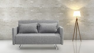 Beliani 2 Seater Settee  Sofa Bed  Upholstery Fabric  Light Gray  READY  Eng [upl. by Zachar860]