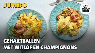 Wat eten we Gehaktballen met witlof en champignons [upl. by Dredi]