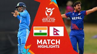 India v Nepal  Match Highlights  U19 CWC 2024 [upl. by Annodas895]