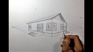 ARCHITECTURAL │How To Draw a Simple House in 2 Point Perspective 18 [upl. by Keemahs940]