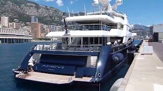 AMEVI Yacht • Lakshmi Mittal 125M Superyacht • Oceanco • 2007 • leaving Monaco [upl. by Lambert]