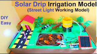 solar drip irrigation model with street light working model 3d  howtofunda  DIY project [upl. by Jo-Ann715]