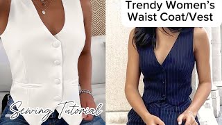 How to Cut and Sew a WAISTCOAT How to Make a FITTED WAISTCOAT TUTORIAL [upl. by Kihtrak963]