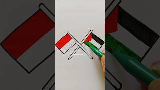 Menggambar Bendera Indonesia 🇮🇩 dan Palestina 🇵🇸shorts [upl. by Necaj]