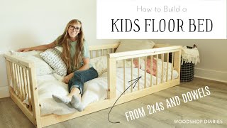 How to Build a Kids Floor BedFrom Dowels and 2x4s [upl. by Nhaj181]