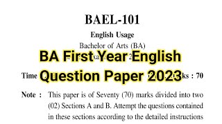 BA First Year English Question Paper  Uou Bael 101 Question Paper  Uou Bael 101  Bael 101  Uou [upl. by Micco384]