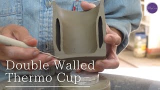 Throwing “Double Walled Thermo Cup” on the potter’s wheel Alchemyceramic [upl. by Einnaf]