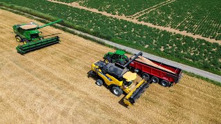 Moisson des froments avec une New Holland CX8070 et une John deere S780i Démo [upl. by Boyt]