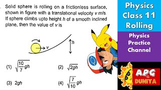 Solid sphere is rolling on a frictionless surface shown in figure with a translational velocity v m [upl. by Alihet]