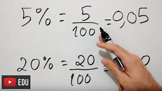 Transformar Porcentagem em Fração e Número Decimal [upl. by Lachlan]