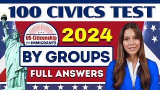 New 100 Civics Questions and Answers By Groups for US Citizenship Interview 2024  Full Answers [upl. by Kerns880]