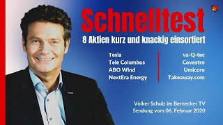 AktienSchnelltest diesmal zB mit Tesla Tele Columbus Covestro Umicore etc [upl. by Atteuqaj]