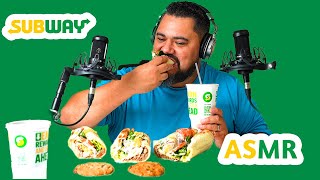 Eating SUBWAY Footlongs for Lunch Lowkey ASMR Mukbang [upl. by Choo261]