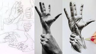 How To Draw Realistic Hand With A Pen With The Cross Hatching Technique [upl. by Connor982]