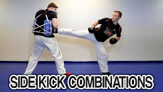 Taekwondo Sparring Combinations Using A Side Kick  GNT [upl. by Phio]