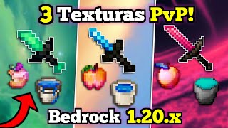 🔴 3 TEXTURAS para PVP en Minecraft PE 120X FPS  Texturas Gama Baja  Bedrock 120 [upl. by Cirenoj]