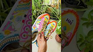 DIY Navratri Shoes😱 crafteraditi navratri diyshoes handmade meeshomegablockbustersale shorts [upl. by Farris]