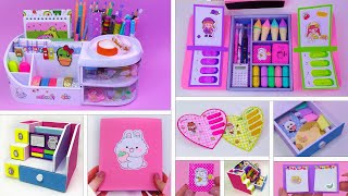 DIY  Cute Stationery Ideas  Folder Organizer Mini notepads desk Organizer from Boxes [upl. by Morrill455]