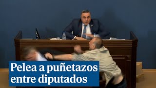 Pelea a puñetazos entre diputados y acusaciones de quotprorrusosquot en el Parlamento de Georgia [upl. by Shultz]