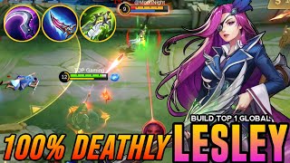 LESLEY 2024 NEW BEST BUILDS amp EMBLEMS please try  BUILD TOP GLOBAL LESLEY 2024  MLBB [upl. by Hairabez701]