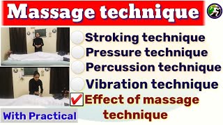 Massage technique classification of massage technique stroking percussion pressurevibration [upl. by Newcomer909]