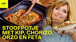 Makkelijk stoofpotje met kip chorizo orzo en feta  Sofie Dumont [upl. by Draned304]