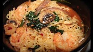 Spicy Shrimp amp Veggie Ramen  Budget Series [upl. by Schwerin]