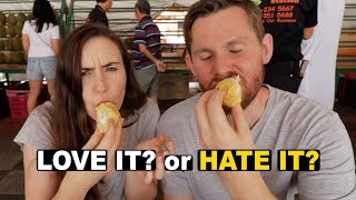 Trying DURIAN for the first time in Malaysia [upl. by Hasseman]