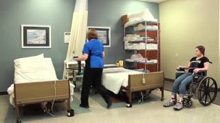 CNA Skill Ambulation with Gait Belt amp Walker to Wheelchair [upl. by Zetnahs]