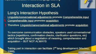 Second Language Acquisition Input Interaction Output Theories [upl. by Llerrod943]