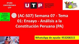 🔴 ACS07 Semana 07  Tema 01 Ensayo  Análisis a la Constitución Peruana PA [upl. by Sutherland404]