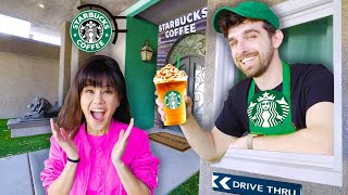 I TURNED My HOUSE into a STARBUCKS DRIVE THRU [upl. by Nahttam]