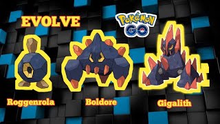 EVOLVE ROGGENROLA BOLDORE GIGALITH HUNDO IV 100 MAX POKEMON GO [upl. by Attenor458]