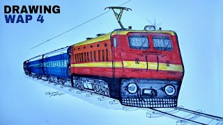 How to Draw a Train  WAP4 LOCOMOTIVE  ARTIST MUNDA [upl. by Wiley695]