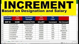 How To Calculate Salary Increment Based on Designation sheet Excel [upl. by Matthus]