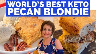 Worlds Best Keto Pecan Blondie Recipe Delicious Easy to Make [upl. by Ehpotsirhc]