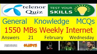 21 February 2024 Telenor Questions and Answers  My Telenor Questions Today  General Knowledge MCQs [upl. by Nekial780]