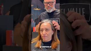 Transición a canas eliminando los restos de color naranja 🍊y realizando un corte peinado haircut [upl. by Kram]