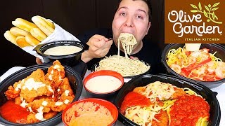 Fettuccine Alfredo Pasta • Olive Garden • MUKBANG [upl. by Aicenav]