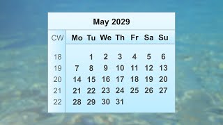 May 2029 Calendar [upl. by Edvard]